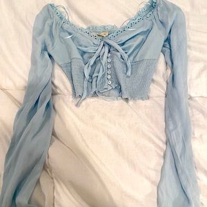 Pac Sun LA Hearts crop top, long sleeve in blue